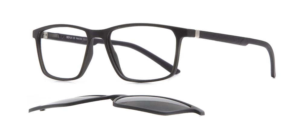 BENX FANTASIA Clipon Teenage Man Rectangular Full-Rimmed Ultem Polarize BXTR90 924-M113